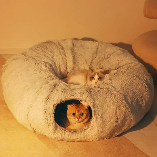 2 In 1 Round Tunnel Cat Beds - Paw Wonderland