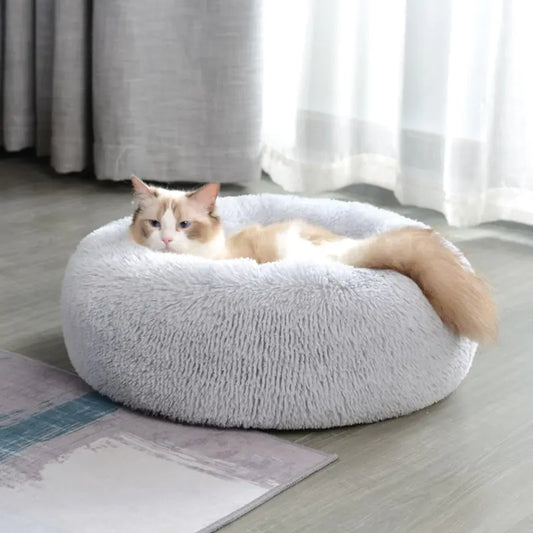 Pet Plush Bed Calming Basket - Paw Wonderland
